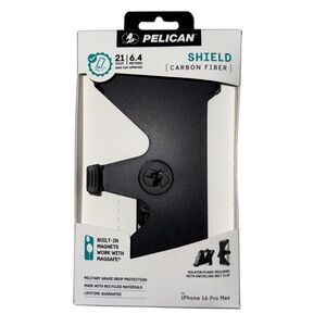 Pelican iPhone 16 Pro Max Stand Case + Belt Clip – NIB Carbon Fiber Shield